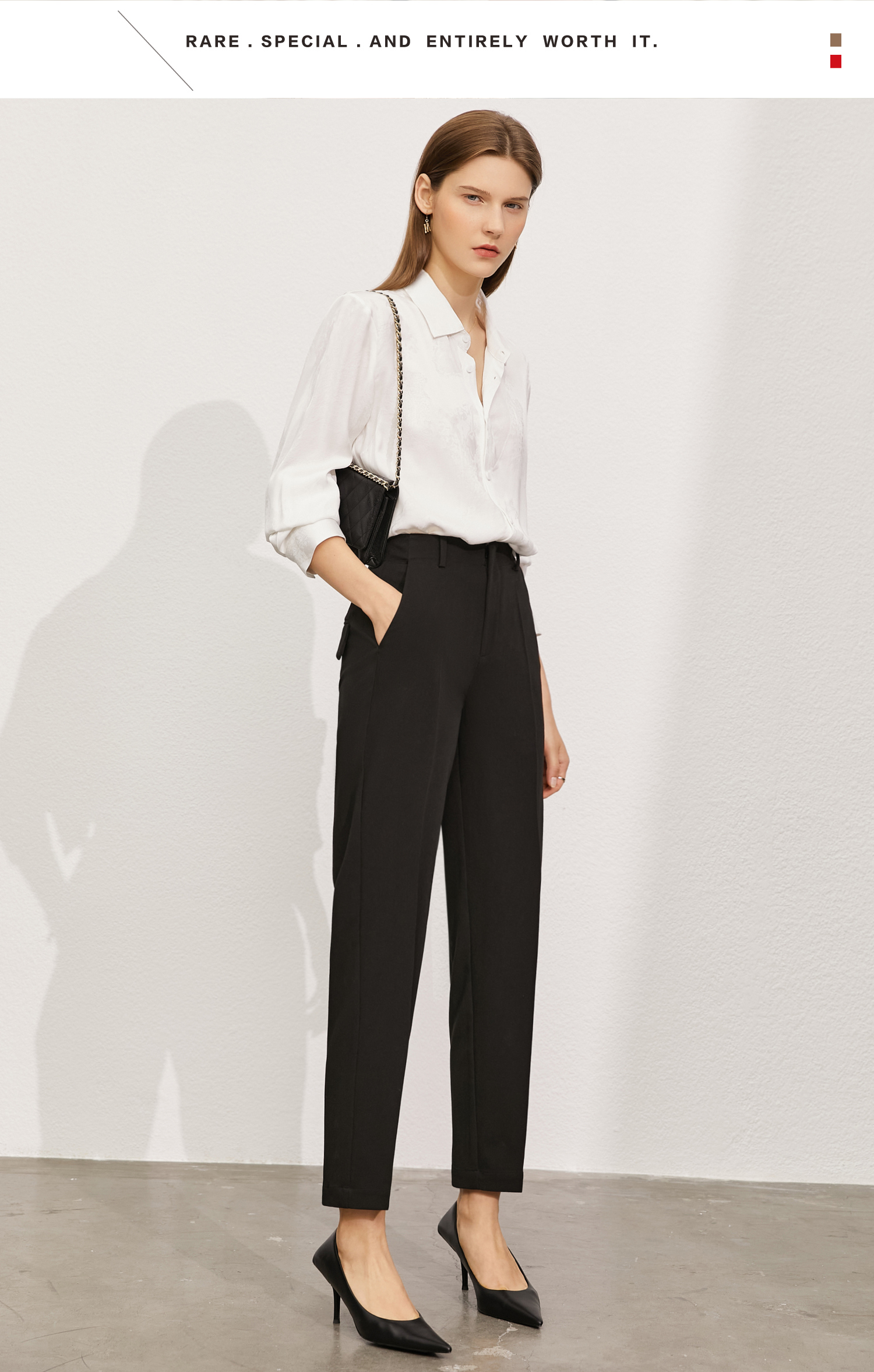 amii极简通勤风气质西装裤女2021秋季新款修身职业装长裤子棕色16068a