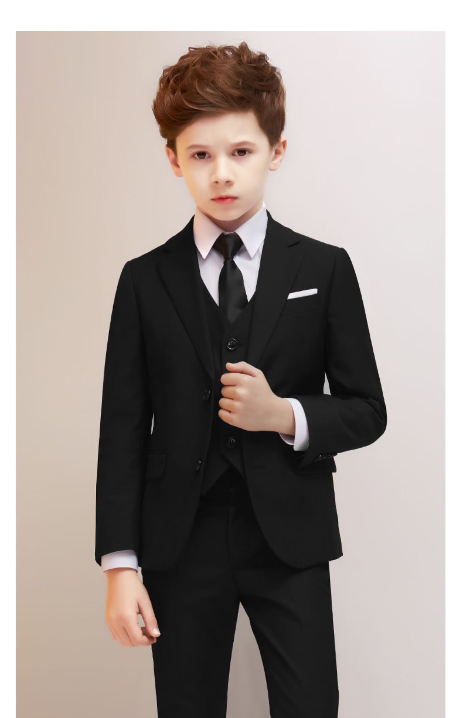 温蔓尔 花童礼服男儿童西装套装花童礼服男童帅气西服中大童钢琴男孩