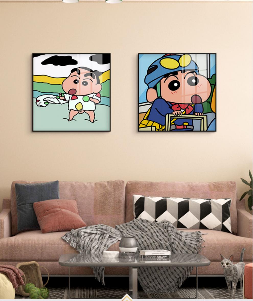 【京享品质】蜡笔小新动漫客厅装饰画可爱卡通沙发背景墙壁画卧室温馨