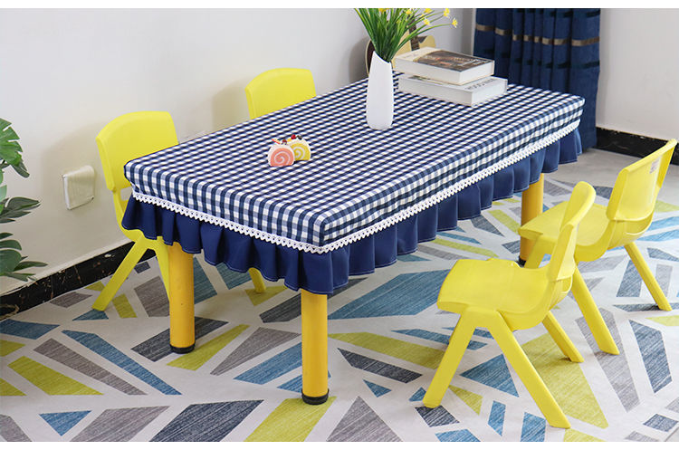 桌布幼儿园桌布套布艺格子防滑防水茶几罩长方形小学生桌罩桌布印花无