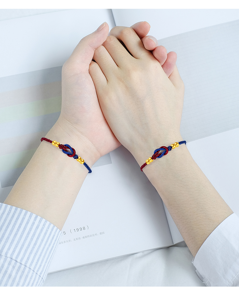 翡德丽轻奢手链999转运珠同心结情侣手链一对编织红绳款端午节手绳