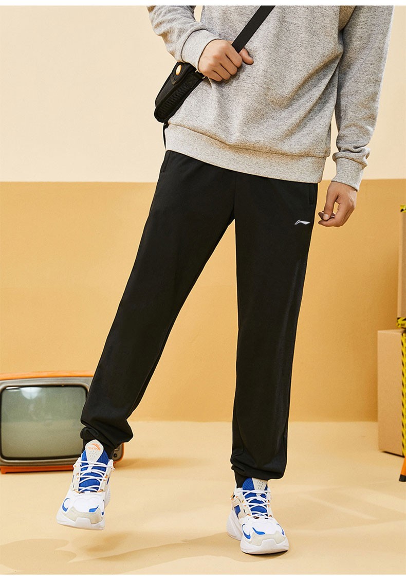 李宁运动裤男长裤男裤子秋冬季束脚裤男直筒休闲裤男新款宽松大码卫裤