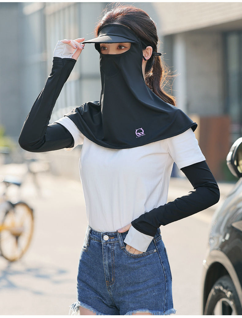 冰丝防晒面罩女夏季全脸护颈紫外线口罩透气薄款挂耳式遮阳面纱卓渠