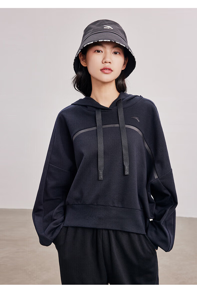 安踏(anta) 舞蹈丨连帽卫衣女2022秋季新款运动风套头针织棉质打底