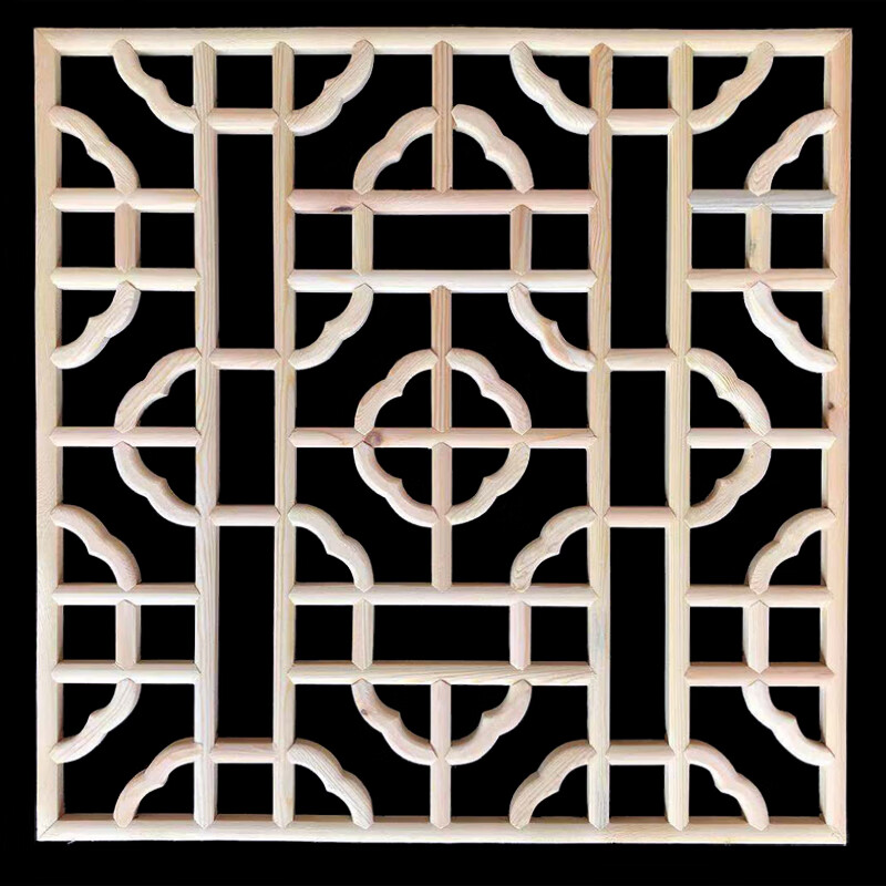 中式窗格 东阳木雕窗格花窗 吊顶走廊灯格 实木镂空方形花格 中式仿古