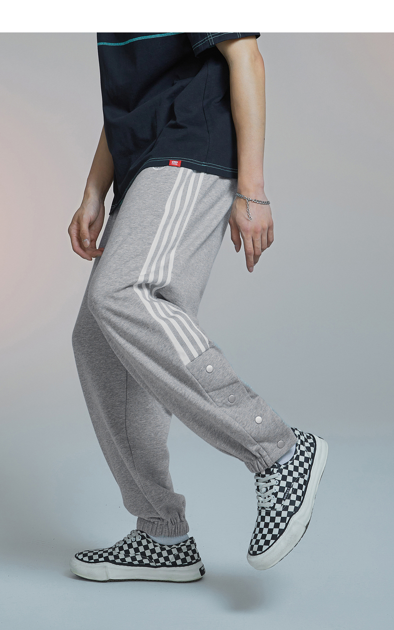 ecko犀牛休闲裤男潮牌2021夏季新款侧边脚口排扣宽松运动长裤 花灰色