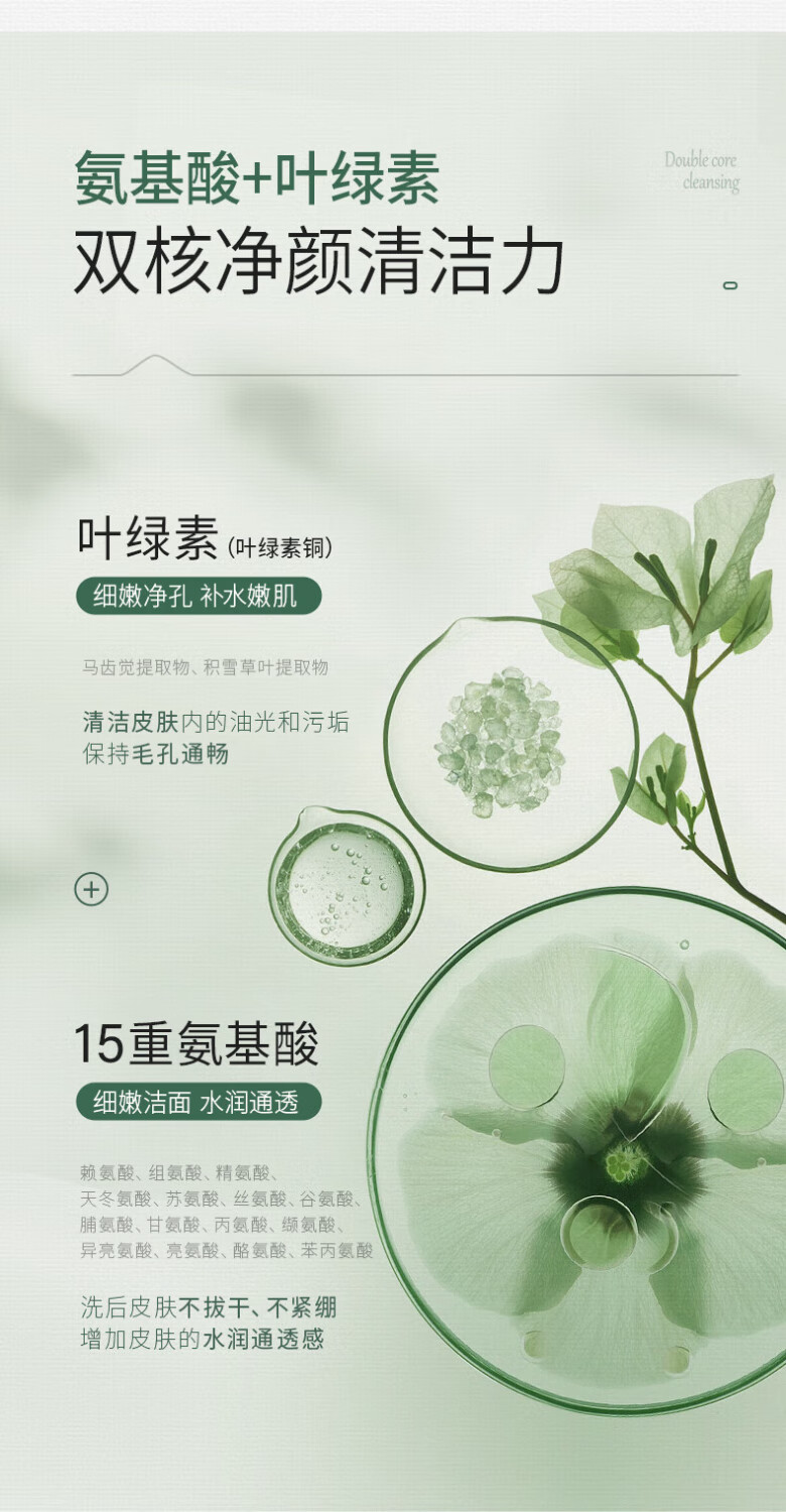 CINBI叶绿素氨基酸洗面奶清洁黑头毛孔油痘老废角质洁面泥男女学生党 氨基酸洗面奶 100g 【实惠装】2瓶