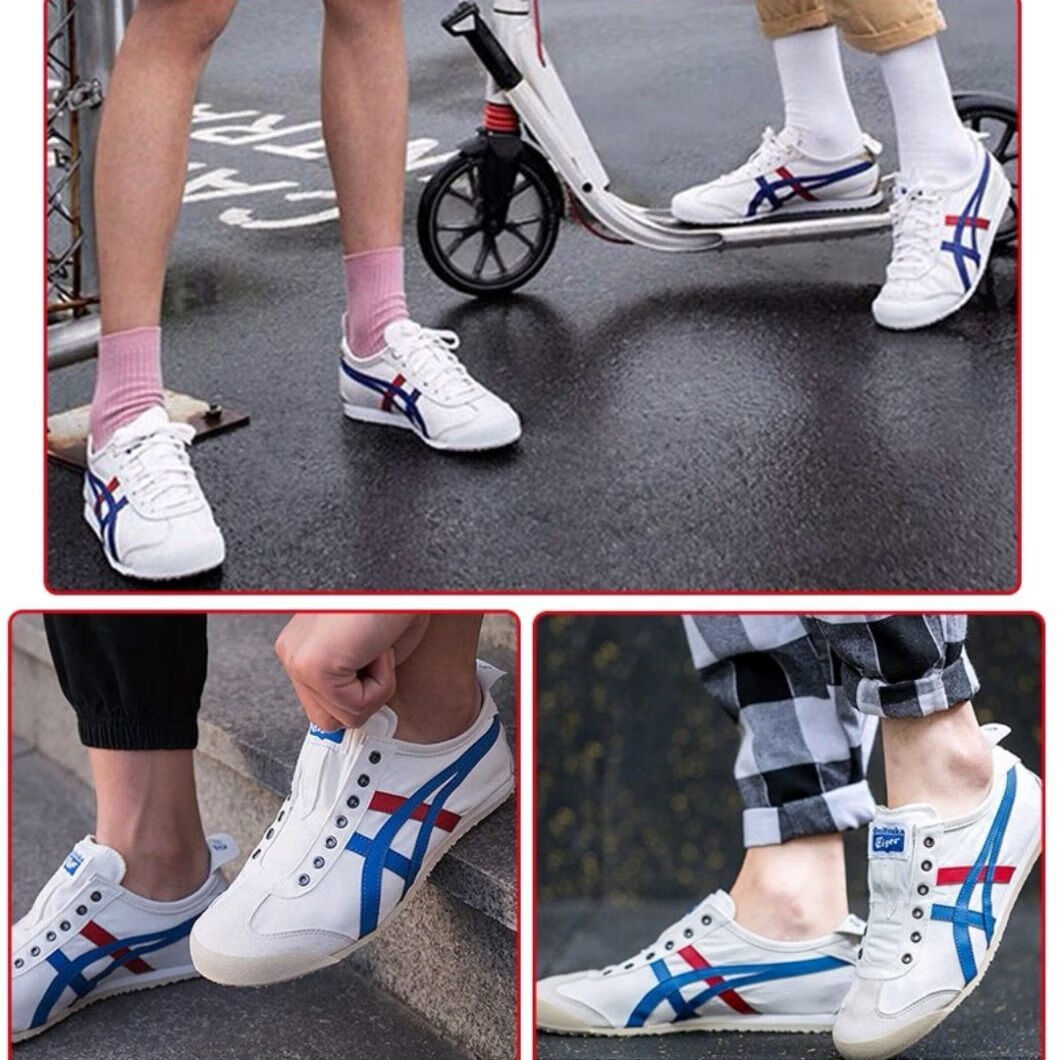 tiger潮牌老虎鞋阿甘帆布低帮无鞋带男女休闲运动鞋网红同款板鞋白色