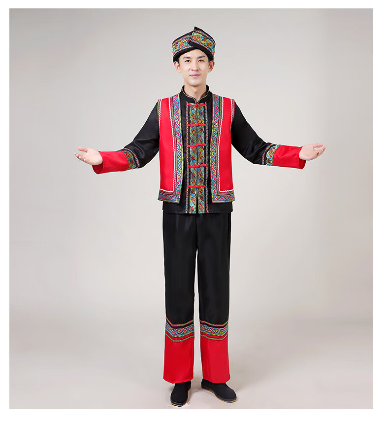 广西壮族服饰成人少数民族服装男男士葫芦丝演出服苗族土家族彝族傣族