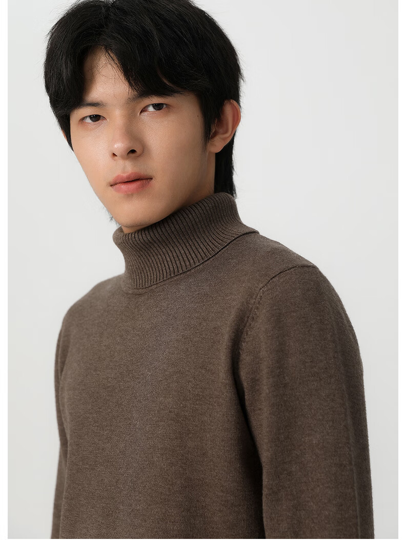 MARKLESS Men's Sweater, Autumn And Winter Warm Turtleneck Knit Pullover, Casual Inner Layer Base Shirt, 0710 Wheat Yellow, L 15