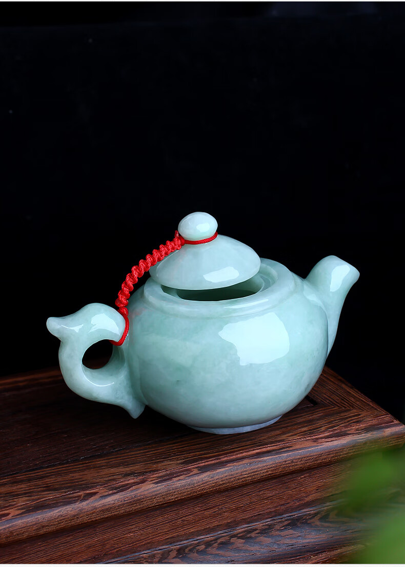 翡翠茶壶摆件手把件缅甸玉石a货挂件家居玉摆件送礼佳品h0050情人节