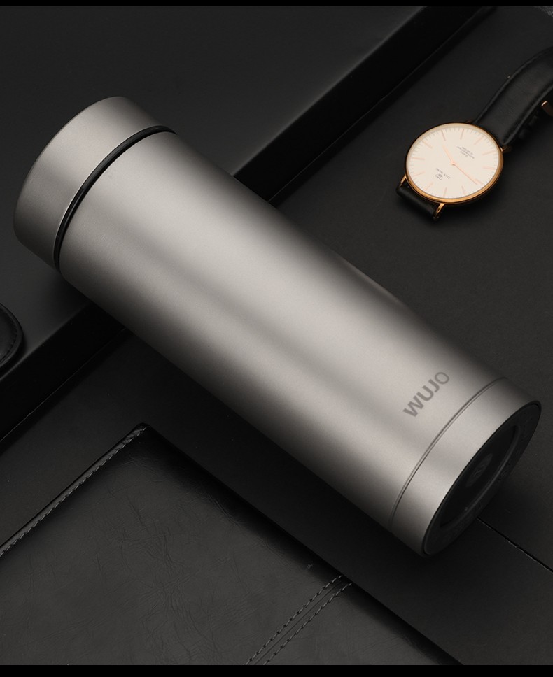 9%纯钛保温杯 茶杯 双层真空商务保温杯 大容量带茶隔泡茶杯 泡茶水杯