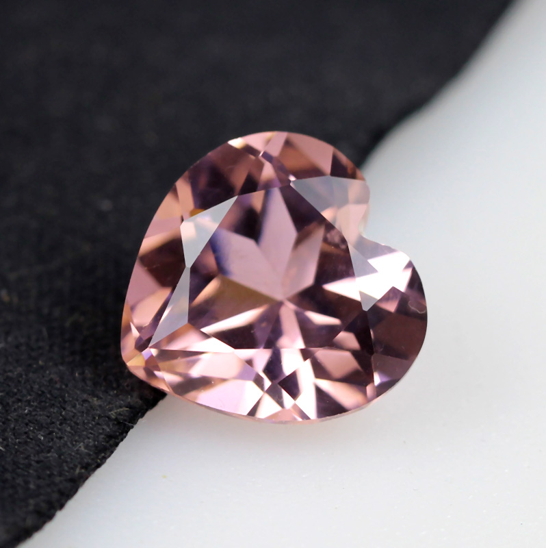 心形摩根石裸石戒指戒面项链坠子镶嵌克拉金粉宝石珠宝女甜美心形8x