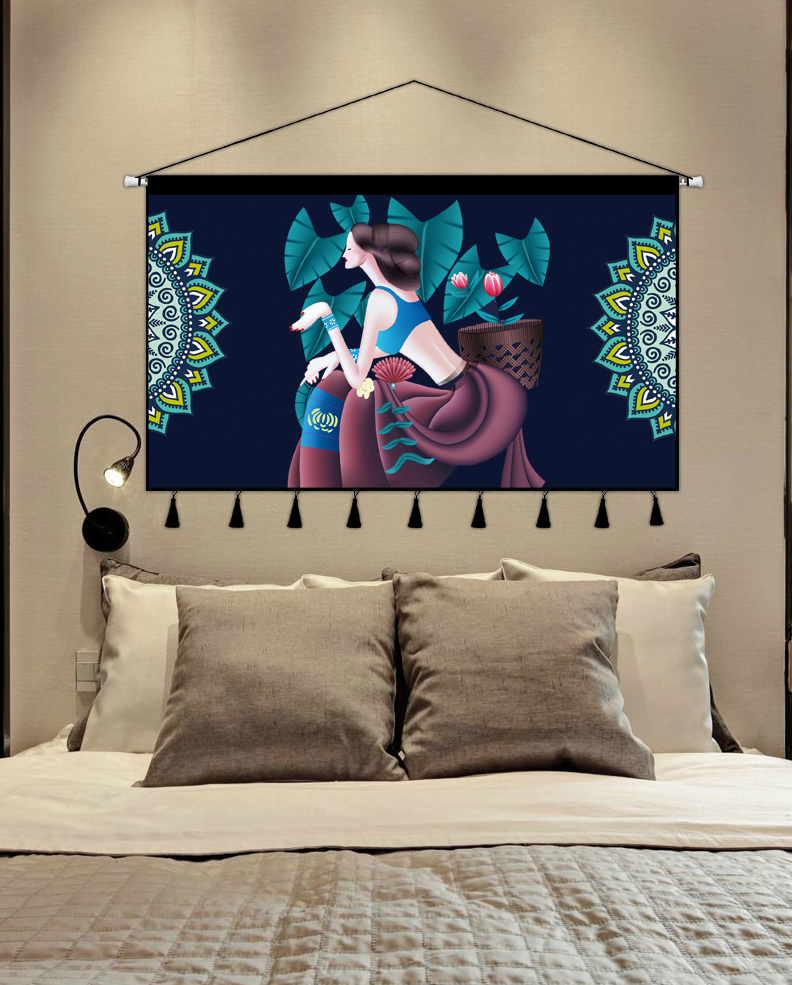 民族风挂布云南民宿装饰民族风挂毯墙面挂画布艺卧室床头布画横版挂毯