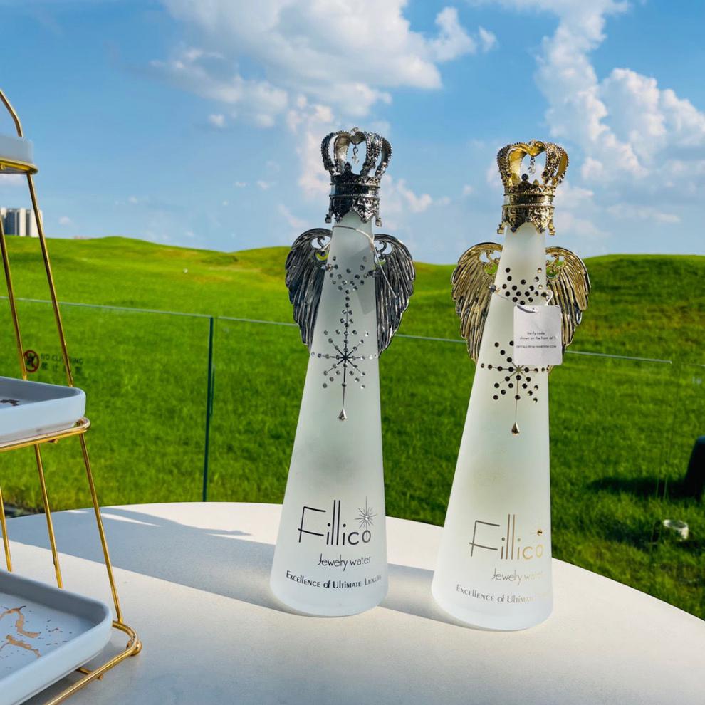 fillico日本神户矿泉水菲丽高皇冠水晶高端水瓶家具摆件 黑色【图片