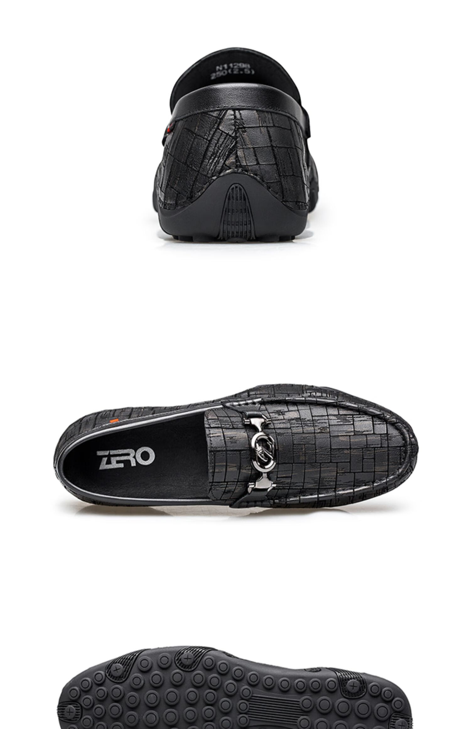 zero零度男鞋豆豆鞋2021年春季新款男士潮流软底休闲套脚皮鞋 黑蓝色