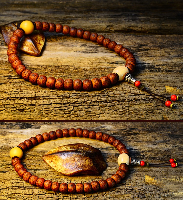 凤眼菩提子手持手串藏式酥油供老凤眼男女108佛珠牛角羊角牛角佛头14