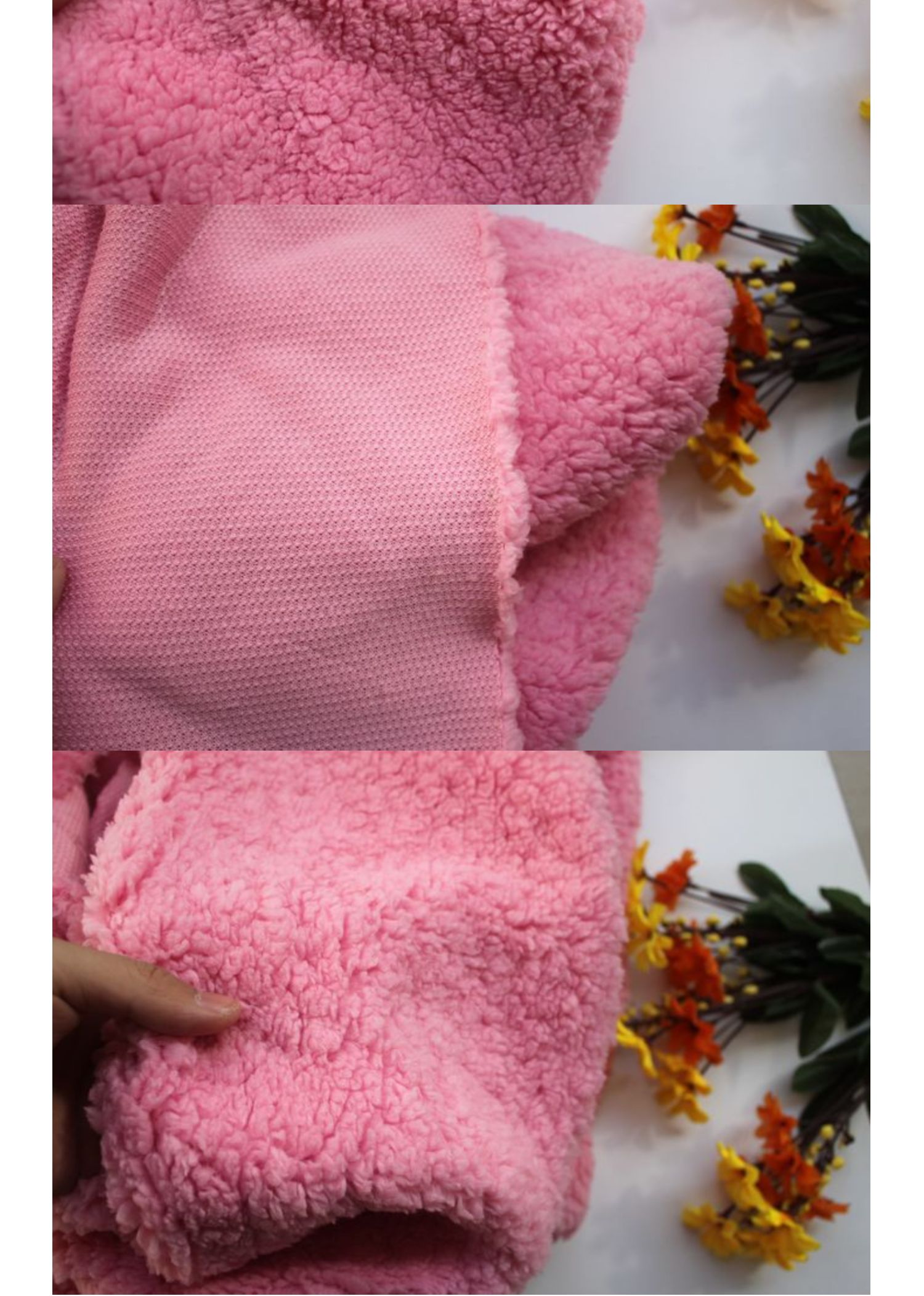 舒棉绒毛绒布料保暖毛毯服装里子内衬布加厚羊羔绒面料粉色
