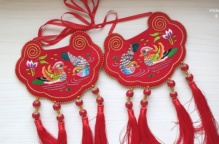 锁锁一对庆阳订婚锁结婚锁同心锁情侣荷包 红色(鸳鸯锁加大款一对)