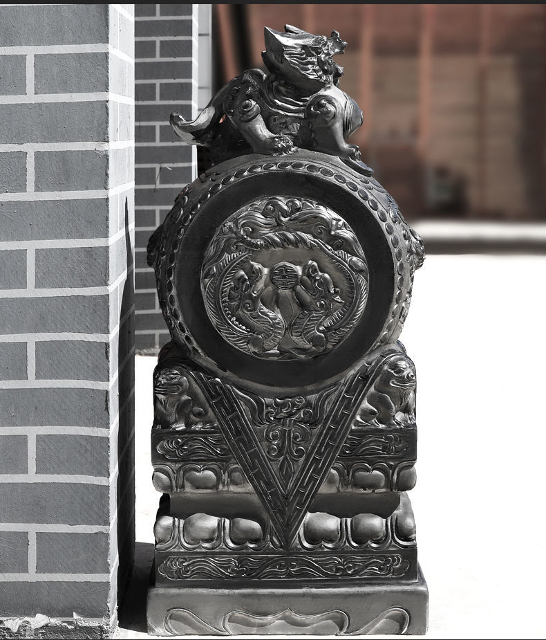 蓝桂石雕貔貅门墩石鼓抱鼓石镇一对仿古做旧户外门口风水家用别墅宅