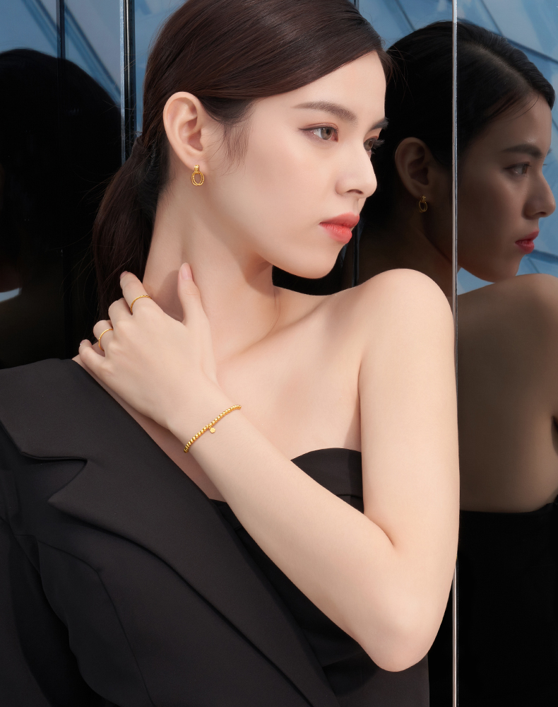 老凤凰黄金戒指女细款时尚实心素圈小戒指足金计价 13号-1.