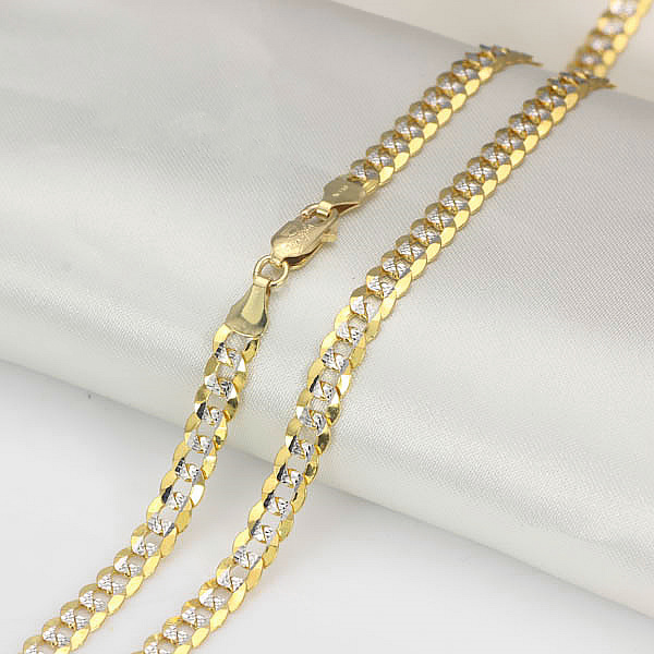 凌盛4mm5mm粗18k黄金项链男士加粗款坦克项链经典时尚款白色5mm50cm