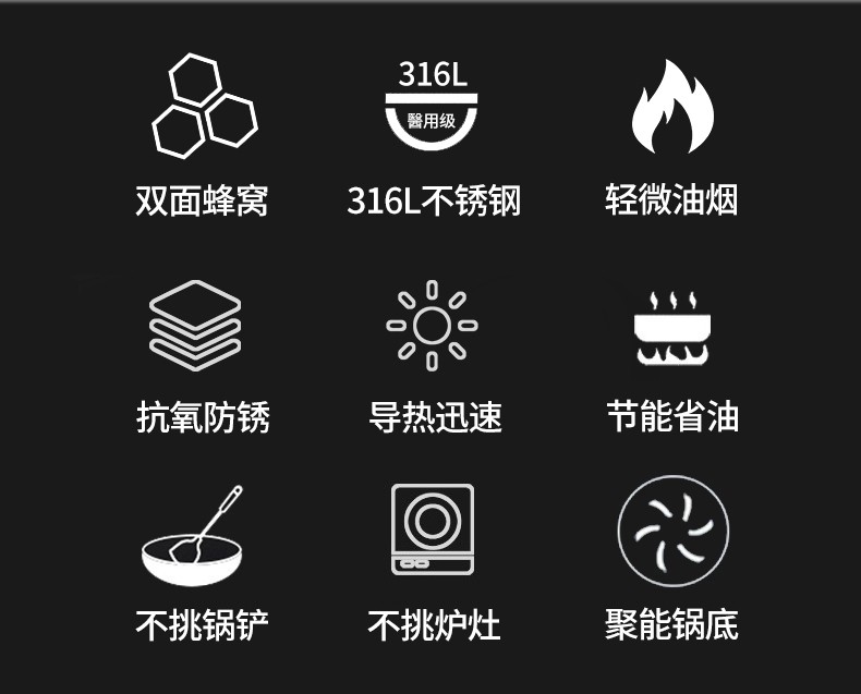 欧品缘 科博康不粘锅炒锅316l不锈钢锅具家用少油烟
