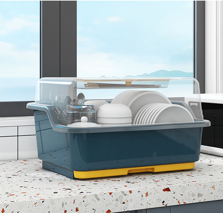 洛蒂欧简约厨房沥水碗柜带盖放碗箱碗碟收纳架家用碗筷收纳盒碗盘