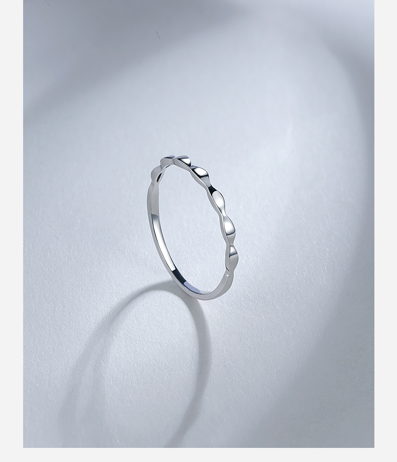 戒指铂金pt950铂金白金水波纹戒指女素细圈指环设计小众送闺蜜礼物 11