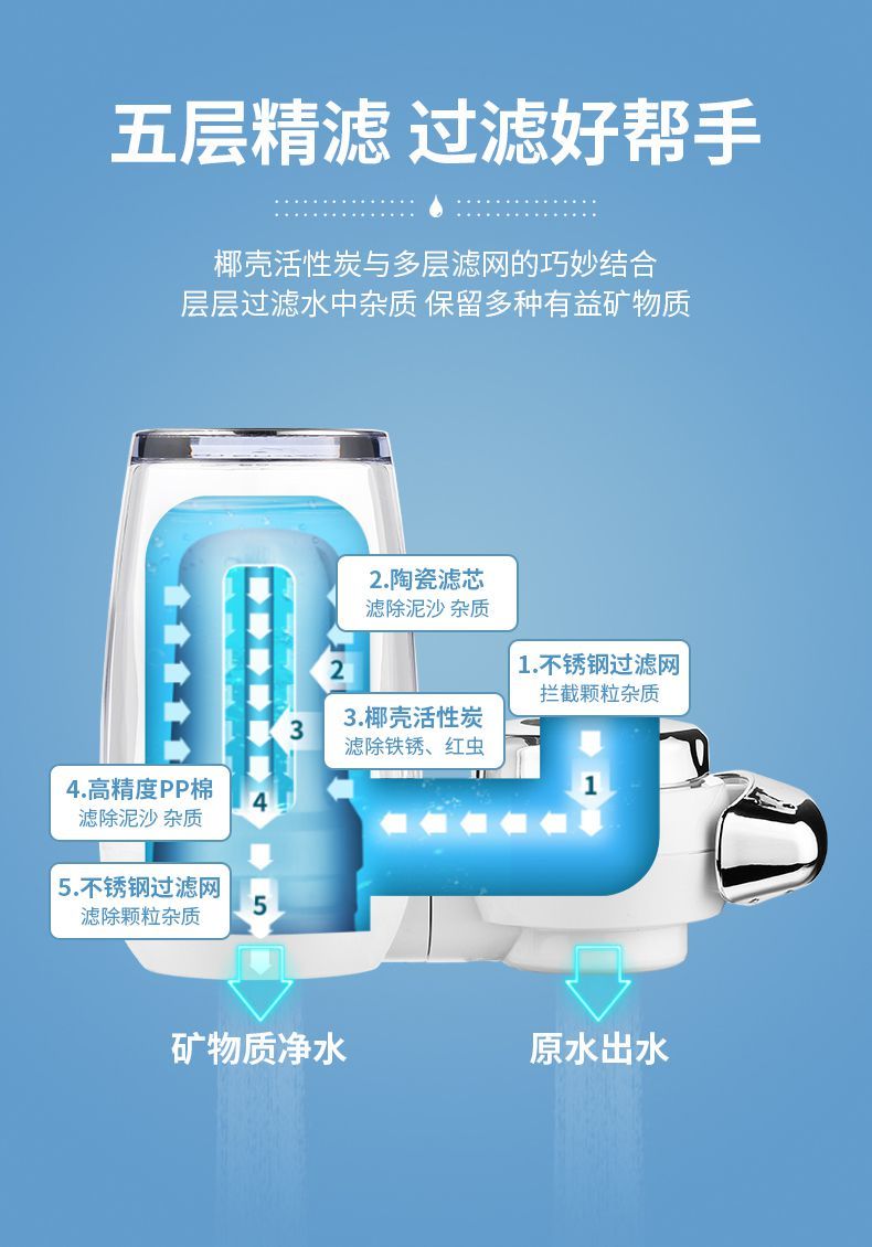 水龍頭過濾器淨化器自來水濾水器淨水器廚房家用直飲小型迷你 一機七