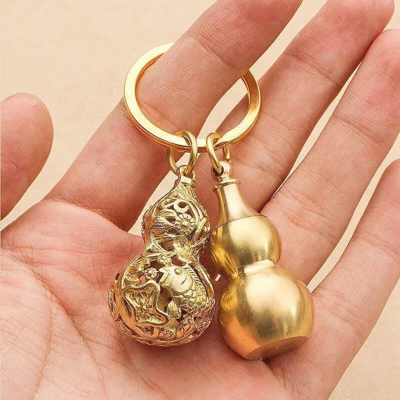 (资箫岚)黄铜葫芦钥匙扣饰品吊坠纯手工创意汽车钥匙链挂件 大铜瓶
