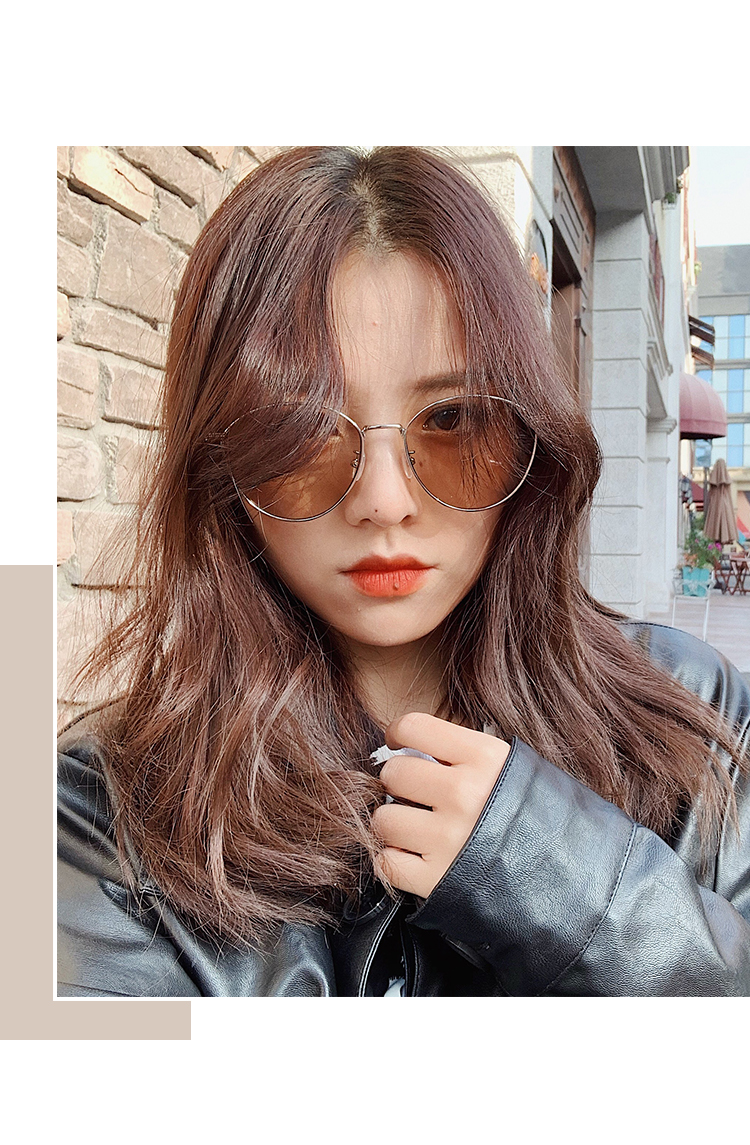 2021韩版潮复古金属女茶色帅气墨镜港味ins网红太阳镜抖音眼镜 银框茶