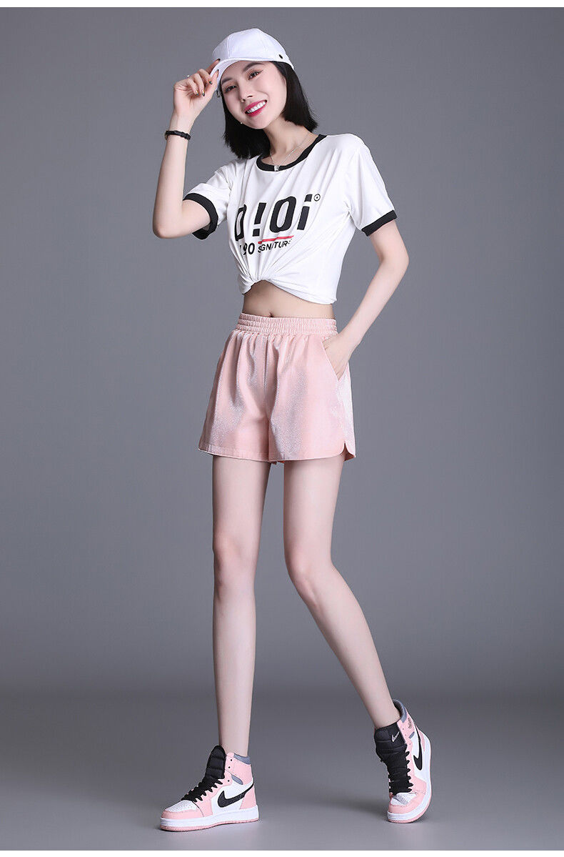 夏季冰丝短裤女薄款宽松速干运动健身裤大码跑步a字短裤百搭外穿 白色