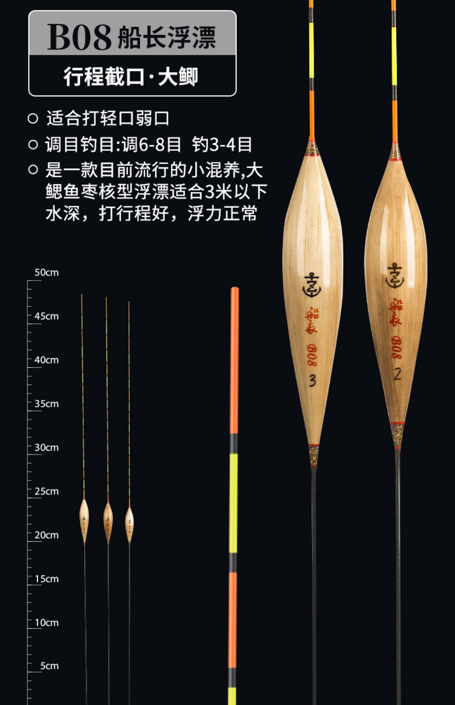 船长浮漂黑金船长罗非漂黑坑专用芦苇浮漂套装底钓短脚长身鲫鱼鱼漂高
