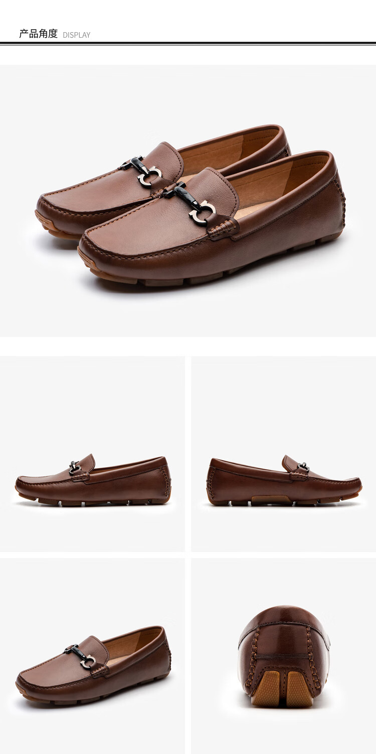 莱尔斯丹秋冬商场同款时尚圆头搭扣司机鞋低帮鞋2tm73653黑色bkl43