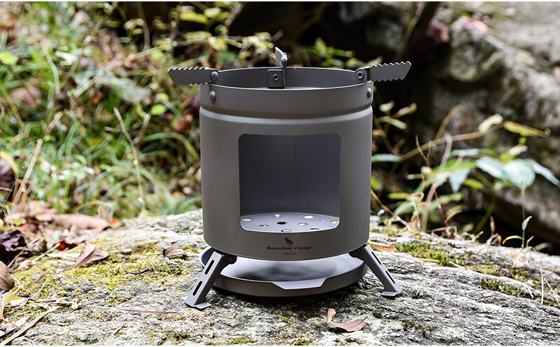 必唯boundlessvoyage纯钛柴火炉户外炭炉露营酒精炉一体式轻量便携多