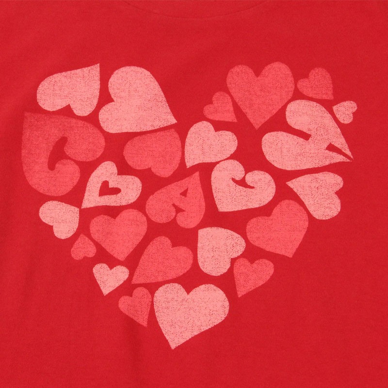 coach蔻驰短袖t恤女夏季专柜款时尚休闲砖红色爱心图案短袖89638redxs