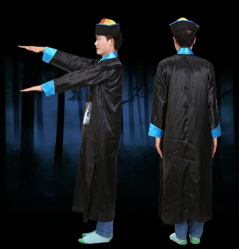 漫翔 万圣节守墓人服装中国鬼衣成人儿童清朝僵尸服黑白无常贞子衣服