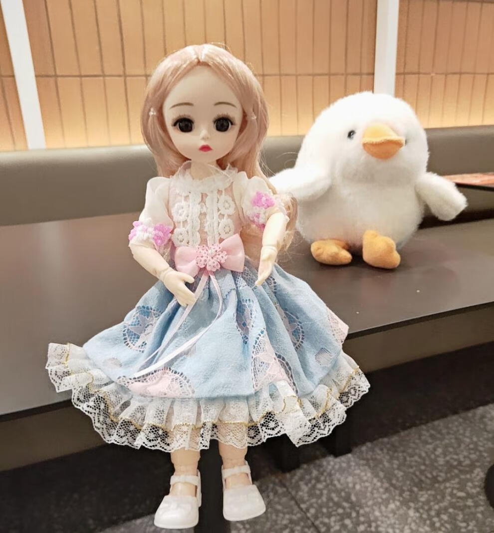 万代商场同款新款眨眼30厘米芭比娃娃公主4d真眼bjd女孩玩具生日礼物