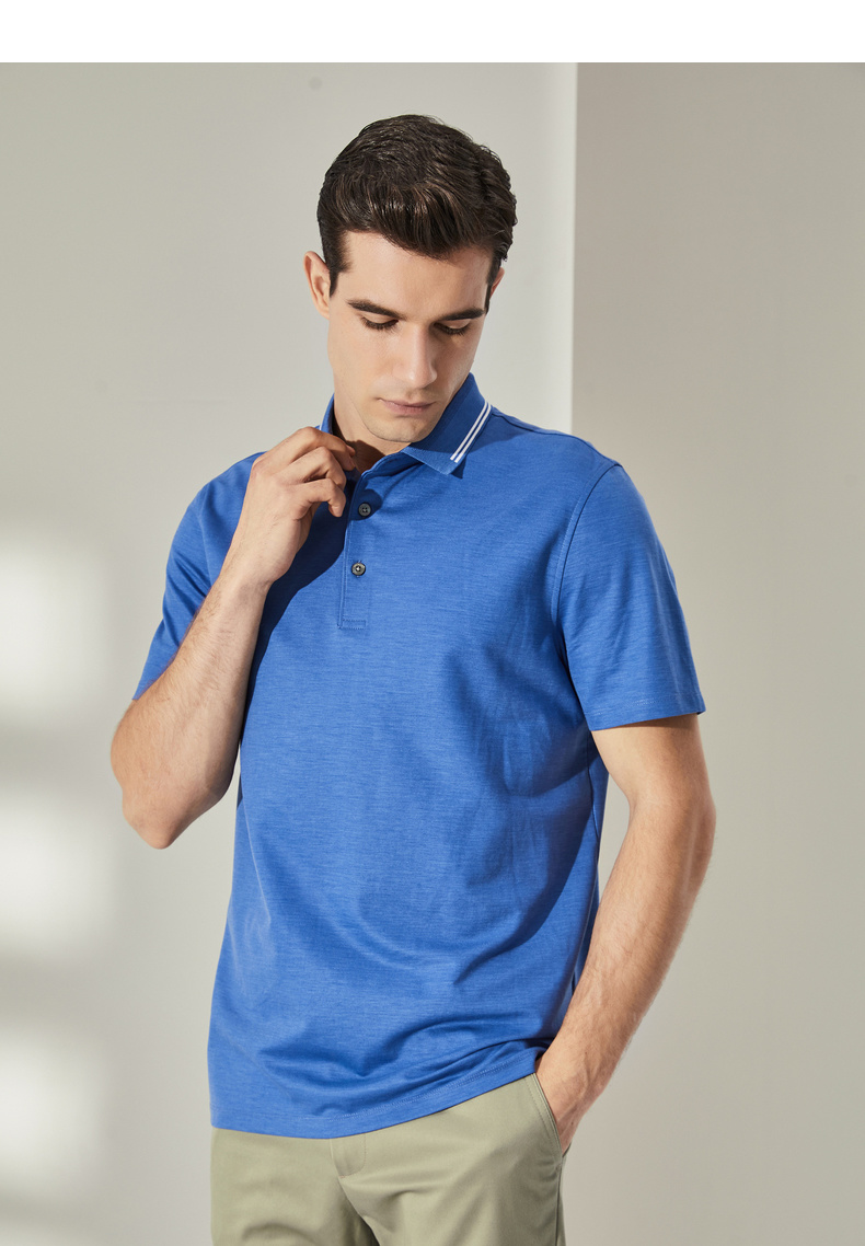 雅戈尔 polo衫男 夏季货品 短袖polo 宾霸面料 冰丝感 商务休闲 蓝色