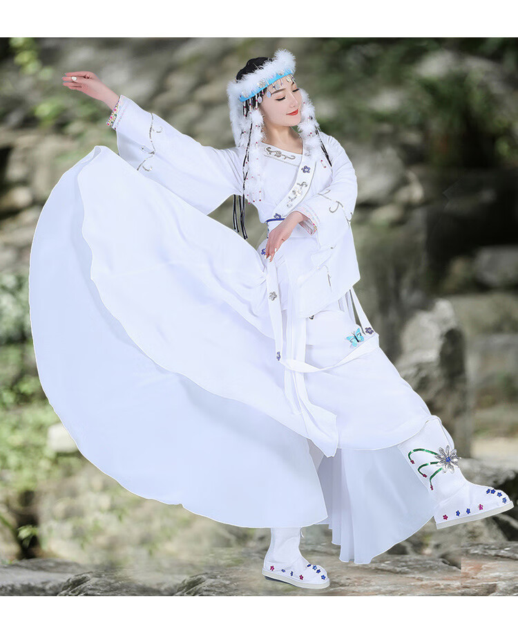 还珠格格服装香妃衣服超仙汉服演出服套装含香公主服饰 白色_赠蝴蝶