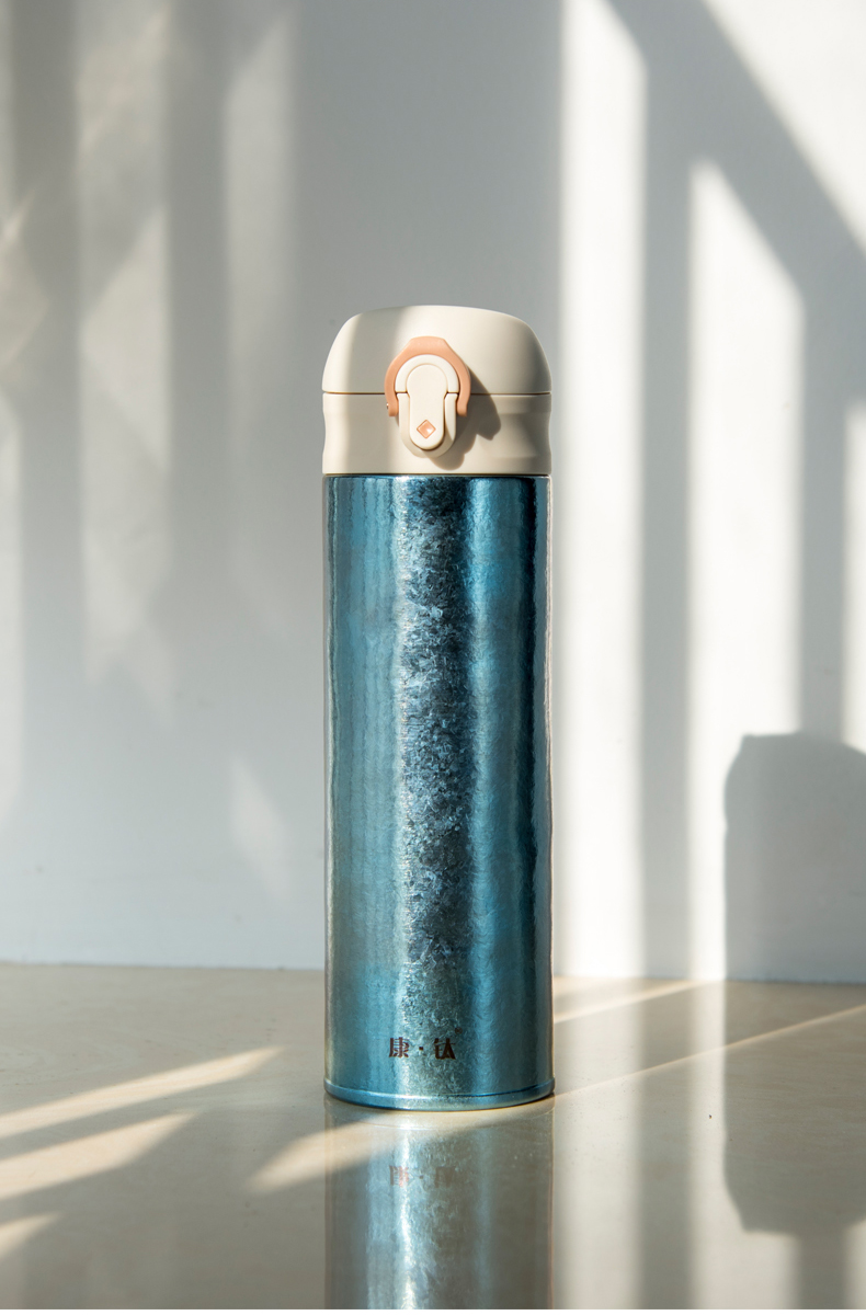 康钛纯钛保温杯真空双层保温壶保冷水杯大容量钛水杯弹跳杯便携泡茶杯