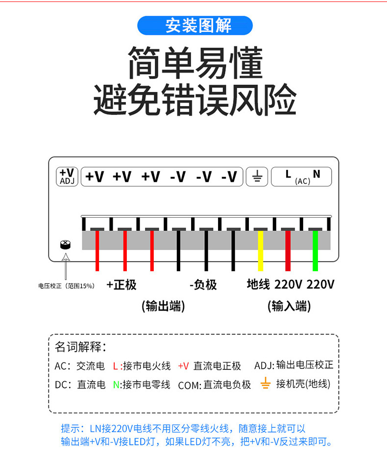 灯箱led灯接线方法图片