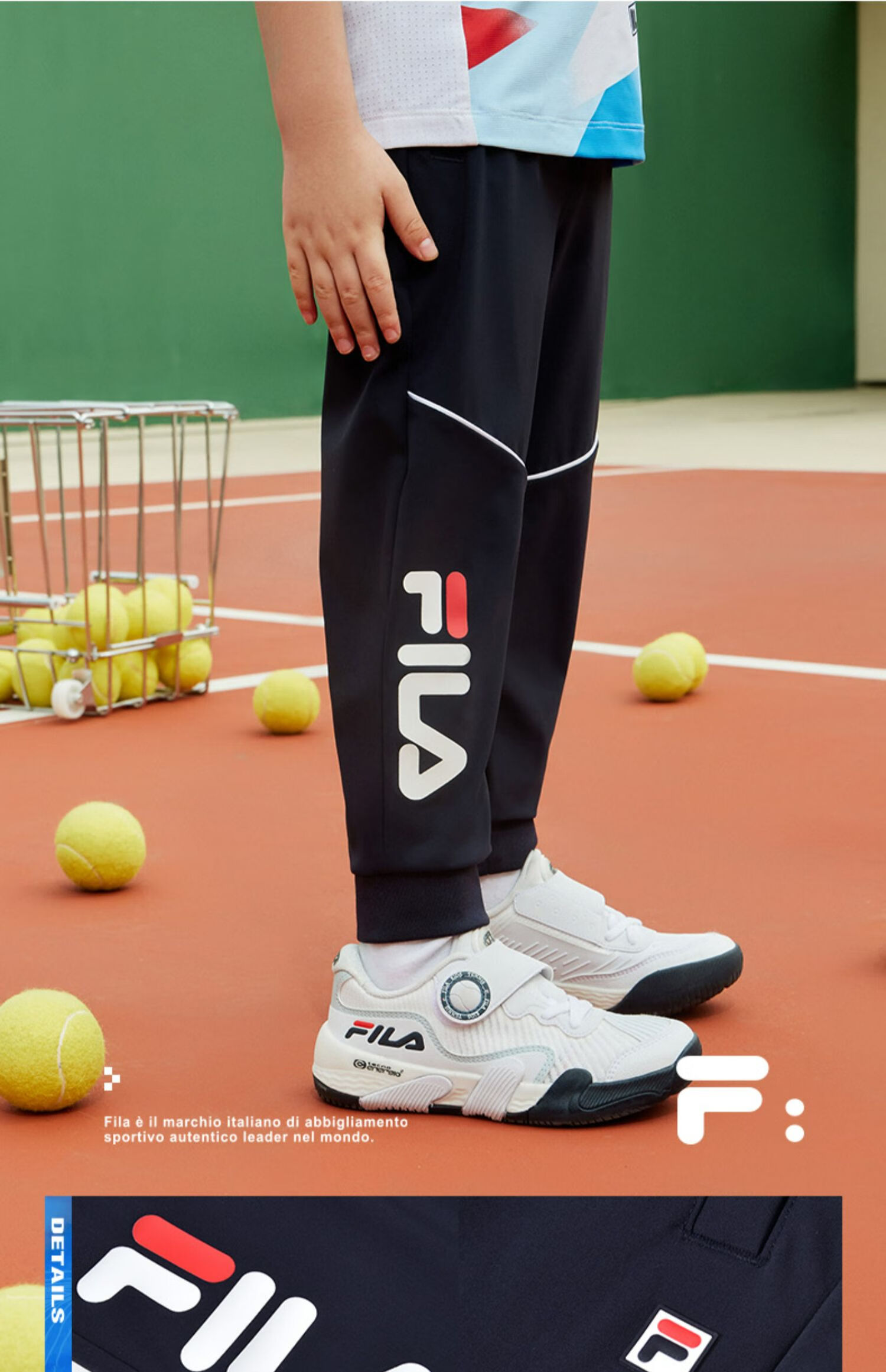 fila斐乐童装儿童网球运动裤2022夏季薄款男小童长裤rd宝蓝nv120cm