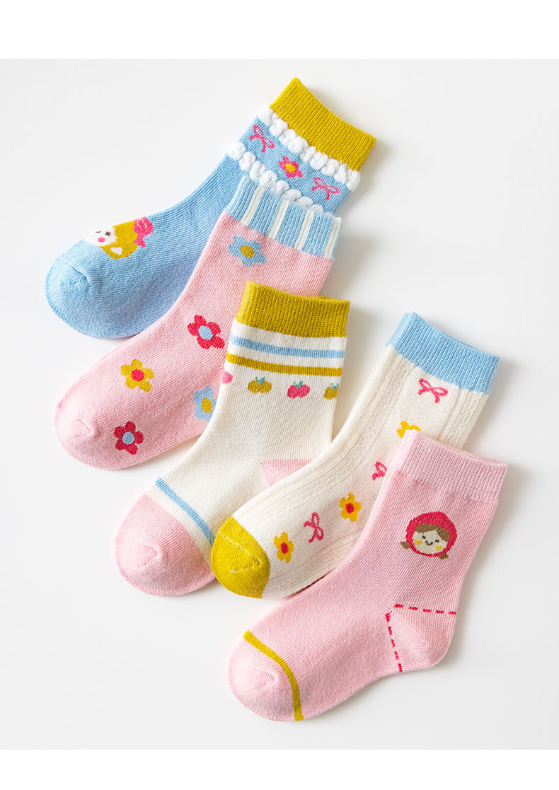 迪士尼disney女童袜子春秋儿童纯棉中筒袜女孩公主花边全棉袜秋冬季