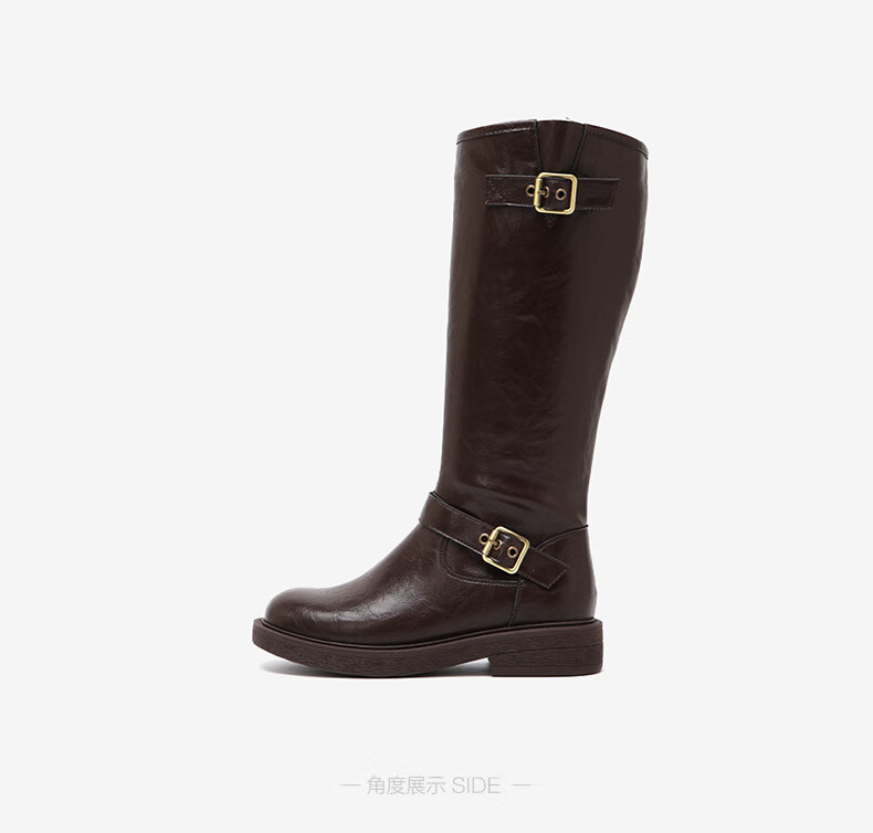 BASTO 24 Winter Outdoor Street Knight Boots High Tube Thick Heel Women's Long Boots W0819DG4 Black Size 39 4