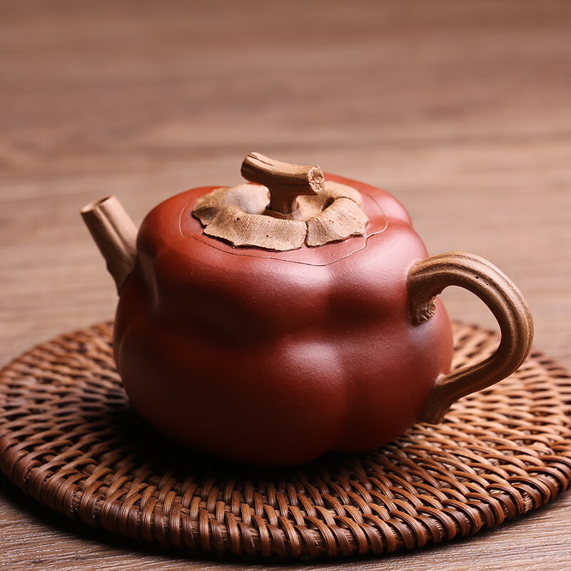 齐百年宜兴原矿紫砂壶柿子壶一世平安仿生器纯全手工名家泡茶小品壶柿