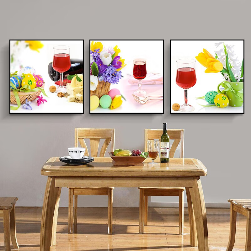 慕柯 家居 现代简约餐厅装饰画小清新饭厅挂画饭店餐桌三联画厨房水果
