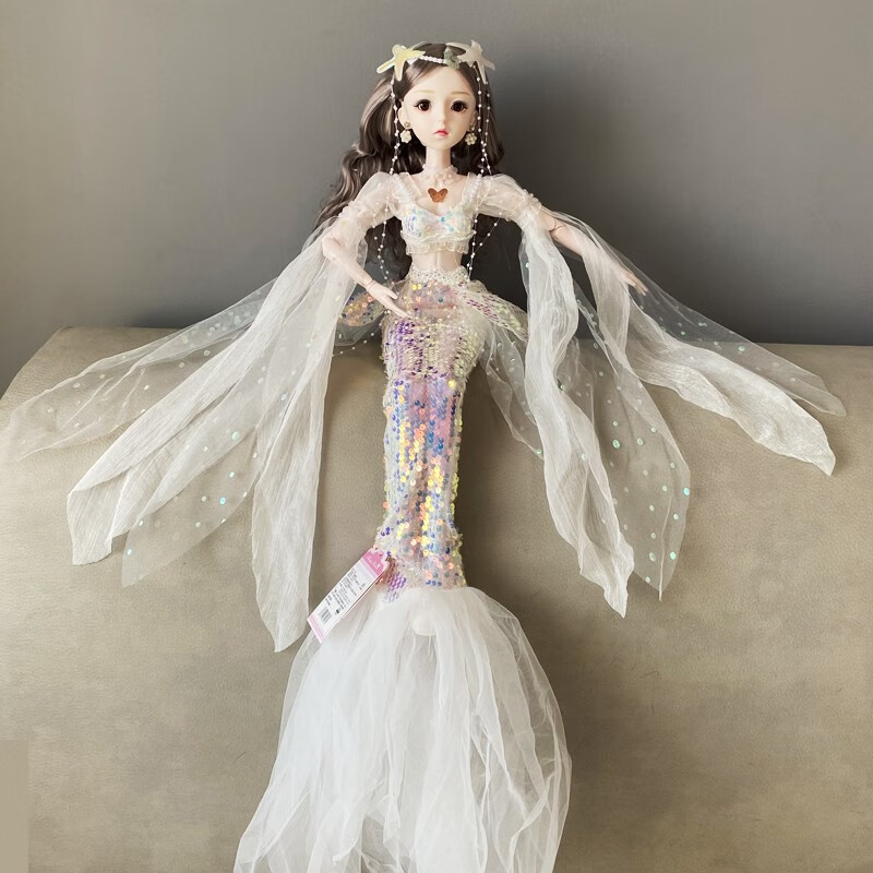 60厘米美人鱼娃娃人鱼公主可换装唱歌芭芘洋娃娃长发女孩玩具礼物