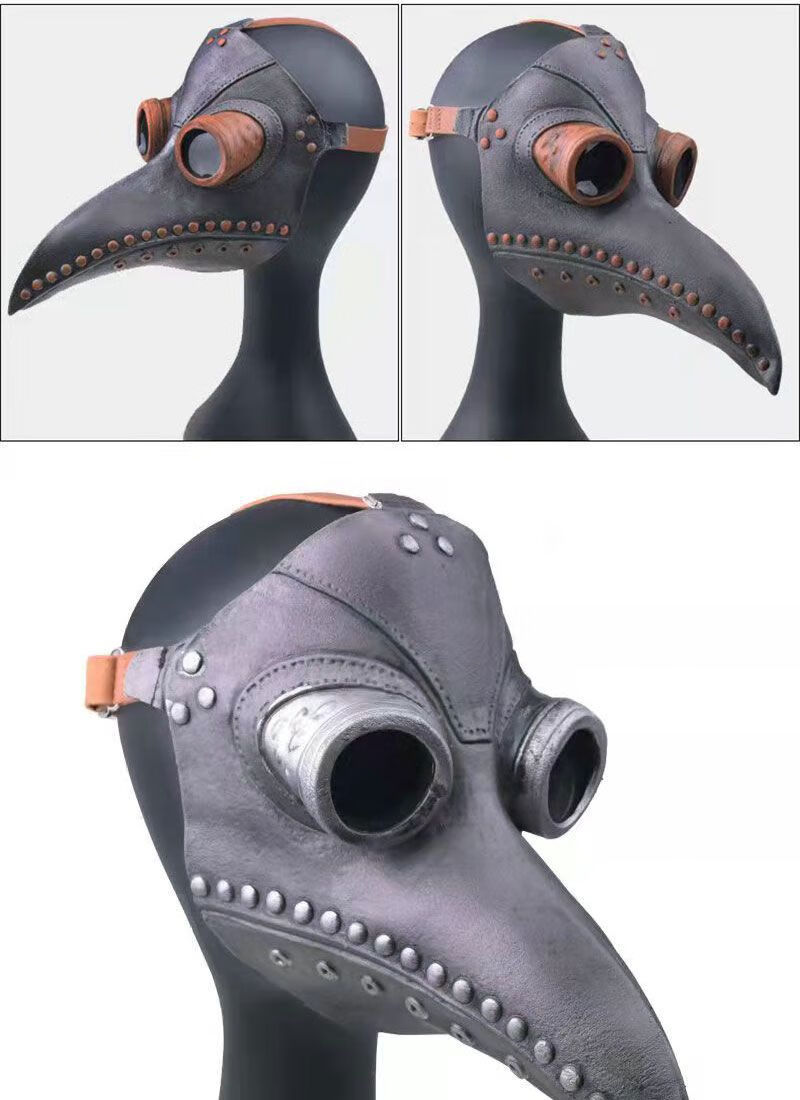 万圣节瘟疫医生049乌鸦鸟嘴头套恐怖乳胶鸟嘴面具cos装扮舞会服装 深